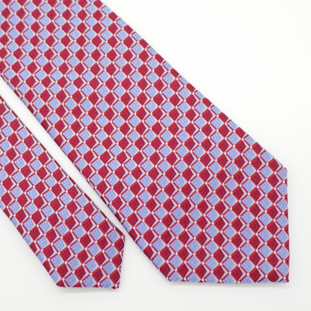 Michael Kors Red Blue Geometric Woven Silk Tie‎